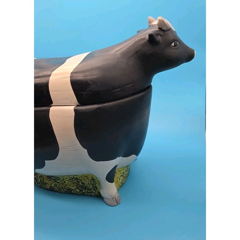 Sakura Warren Kimble Cookie Jar Holstein Cow Ceramic Hand Painted B&W - Picture 4 of 8